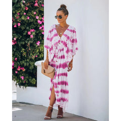 Vestido holgado de encaje con efecto tie-dye para uso diario.