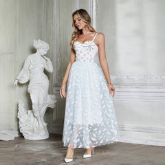 Heavy Industry Three Dimensional Floral Rhinestone Boning Corset Straps Tulle Large Swing Fairy Dress Fresh Air Dress