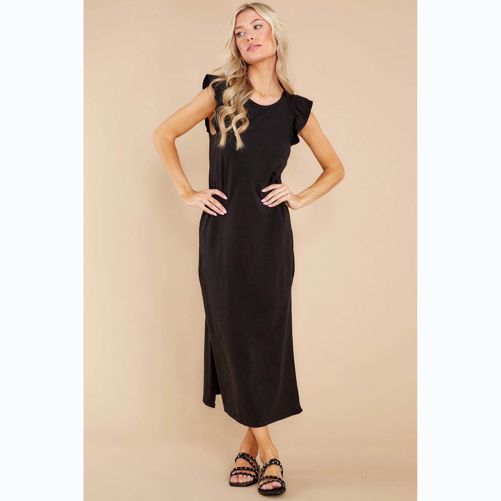 Casual Wooden Ear A Line Trousers Knitted Dress