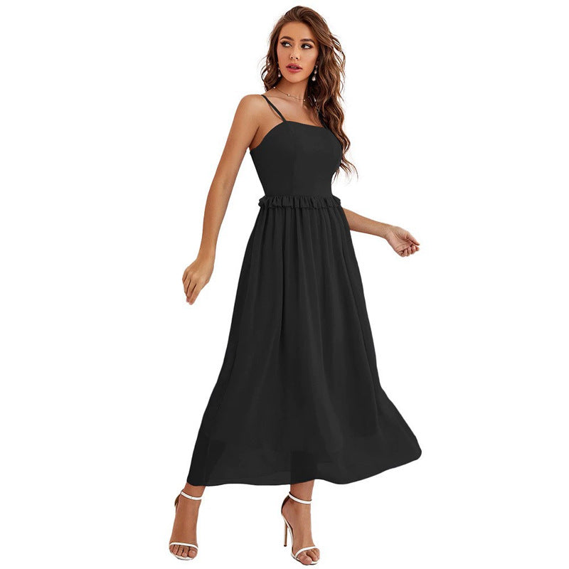 Sling Dress Sleeveless Mesh Maxi Dress