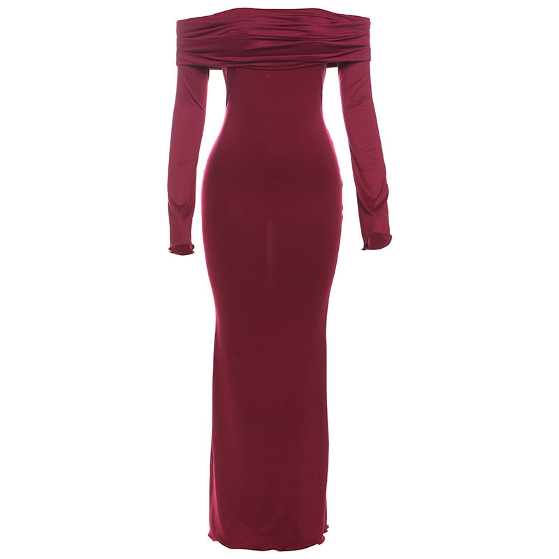 Elegant off Shoulder High Waist Slim Dress