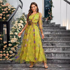 One Shoulder Printed Elegant Slim Fit Dress