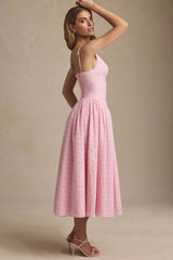 Heavy Embroidery Slim Fit Suspender Dress