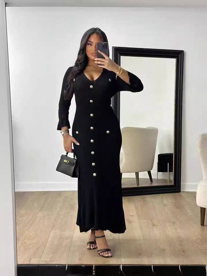 Fall Long Slim Fit Slimming Knitted Long Sleeved Dress