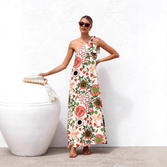 Printed Shoulder Lace up Elegant