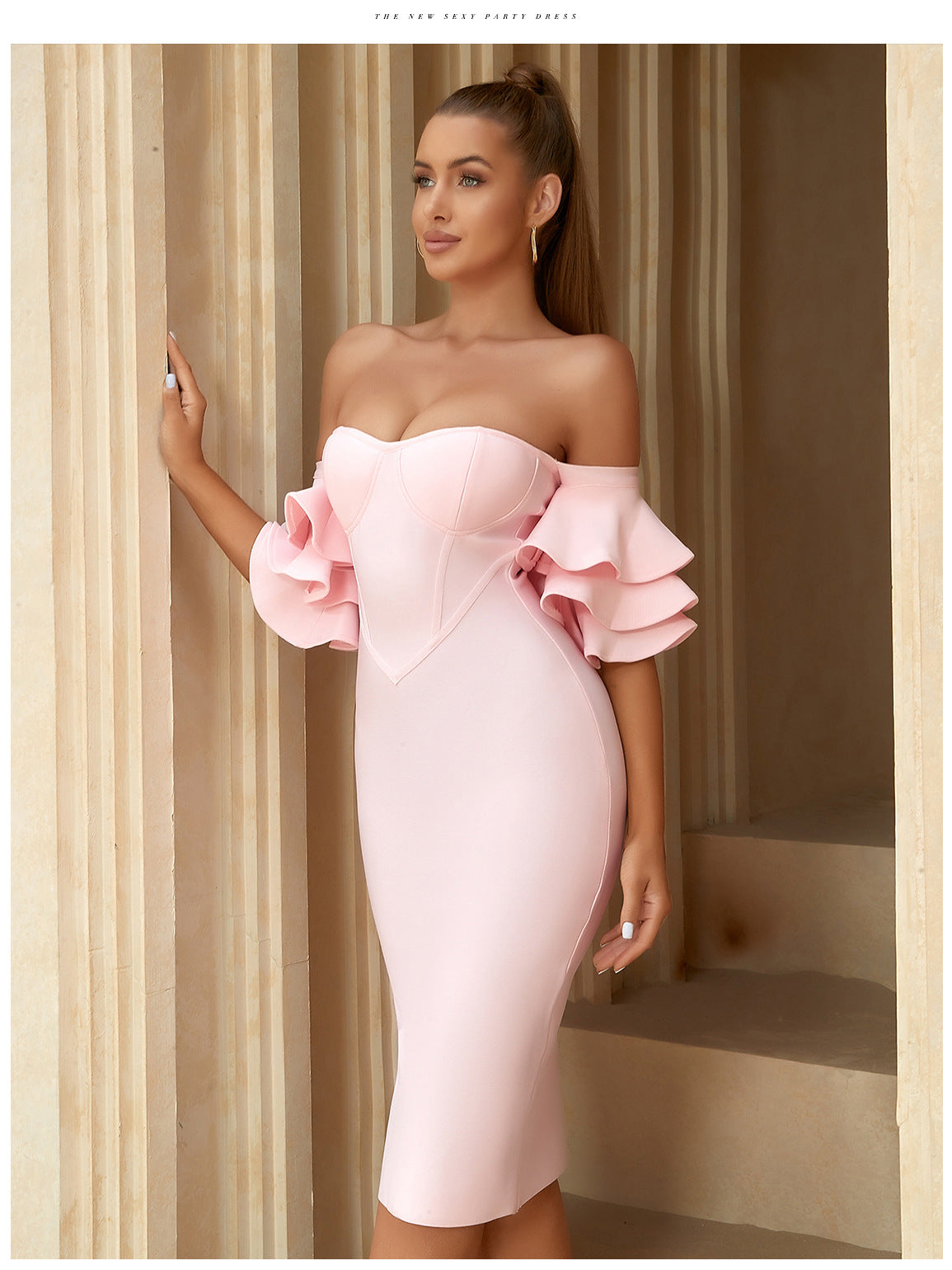 Vestido Bandage Elegante Fiesta Anual Fiesta Vestido de Noche Vestido de Dama de Honor