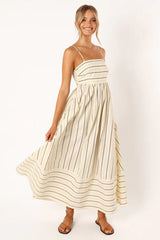 Striped Sleeveless Strap Backless Large Swing Casual Dress