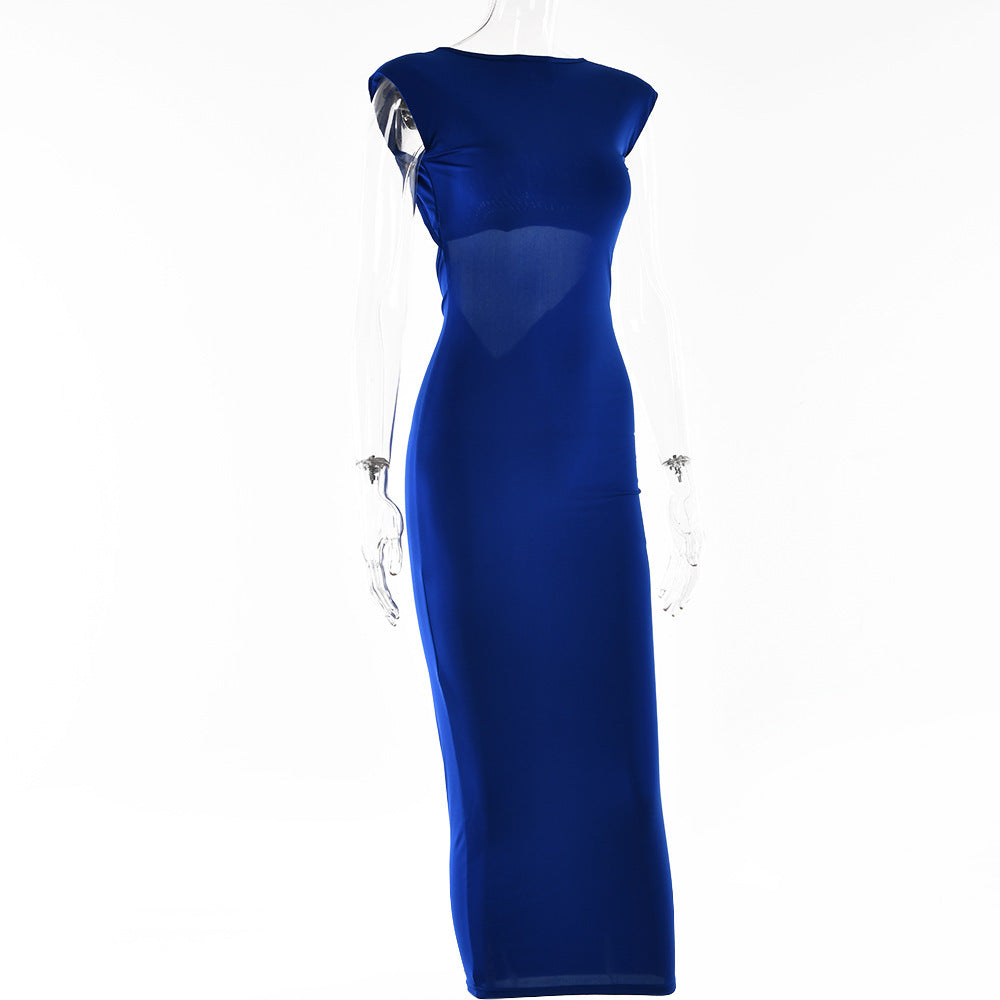 Tight Backless Cutout Design Maxi Dress Street Hipster Waist Controlled Dress Summer