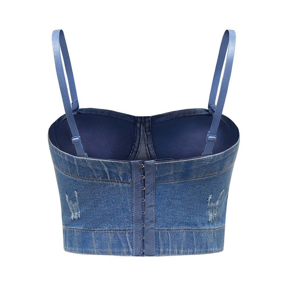 Bandeau With Padded Herringbone Bra
