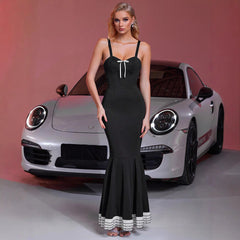 Bow Suspenders Slim Fit Sheath Swing Dress