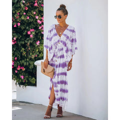 Vestido holgado de encaje con efecto tie-dye para uso diario.