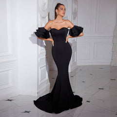 Vestido de noche Vestido Vestido de cóctel para mujer Vestido tubo con abertura Vestido sirena negro
