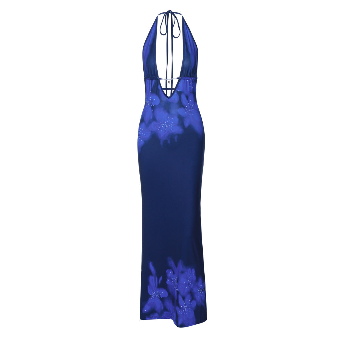 Printed Backless Slim Fit Split Lace up Dress
