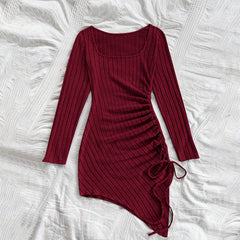 Simple Pure Dress  All Matching Sheath Wine Red Dress