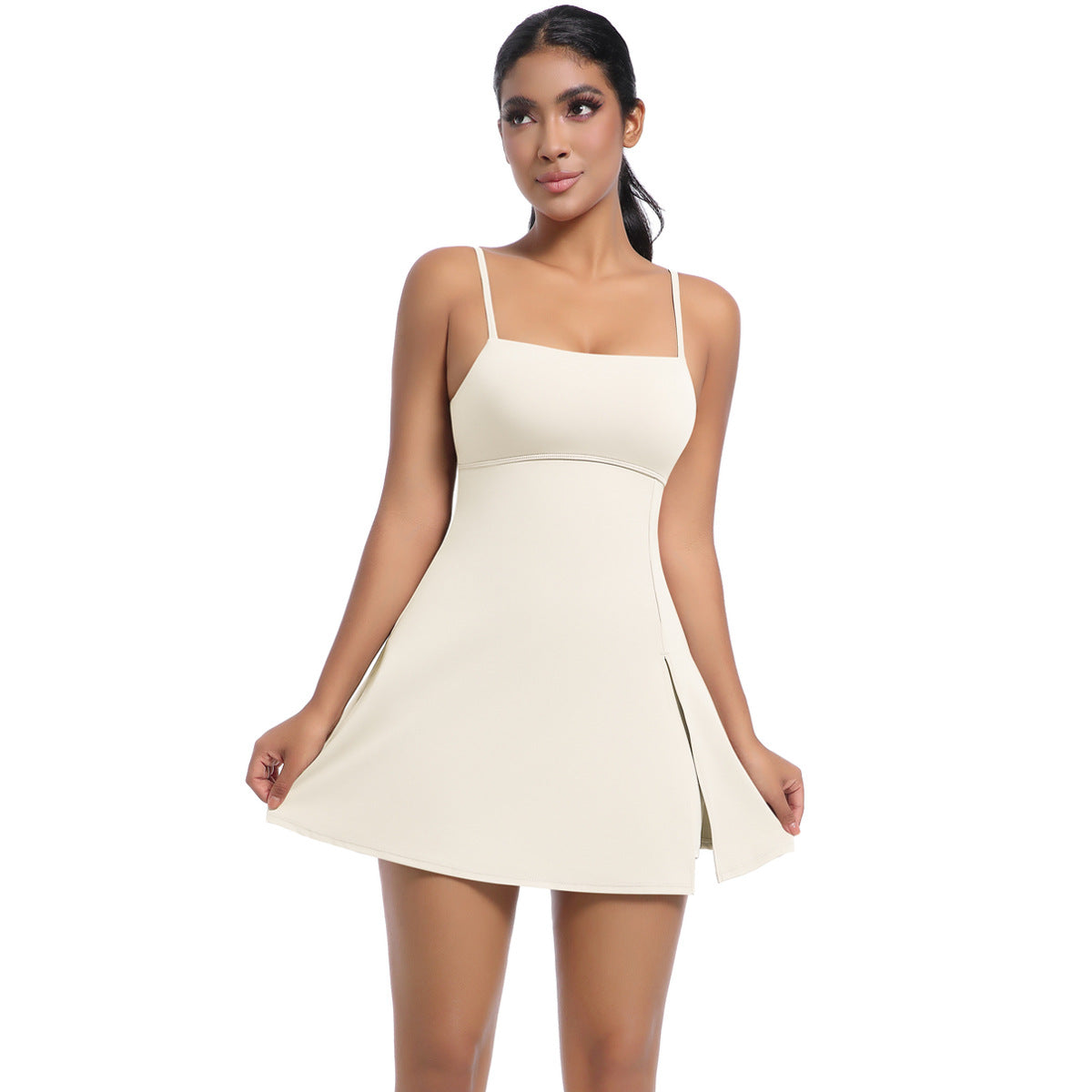 Cool Feeling Sleeveless Jumpsuit Tennis Skirt Beauty Back Backing Culottes Fitness Solid Color Sports