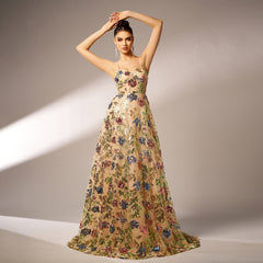 Elegante vestido de cóctel de alta clase, sin mangas, con cuello al descubierto y tirantes, con lentejuelas y vuelo grande para noche.
