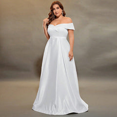 PlusSize Satin off Shoulder Evening Dress