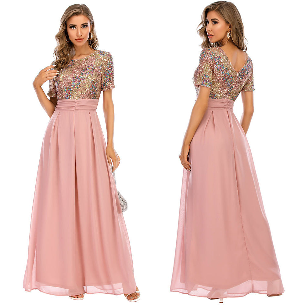 Vestido maxi con costuras de gasa populares