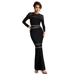 Wear Drilling Mesh Dress Maxi Dress