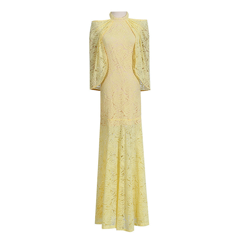 Vestido elegante y elegante, ligero, de lujo, bordado, elegante, transparente, chal.