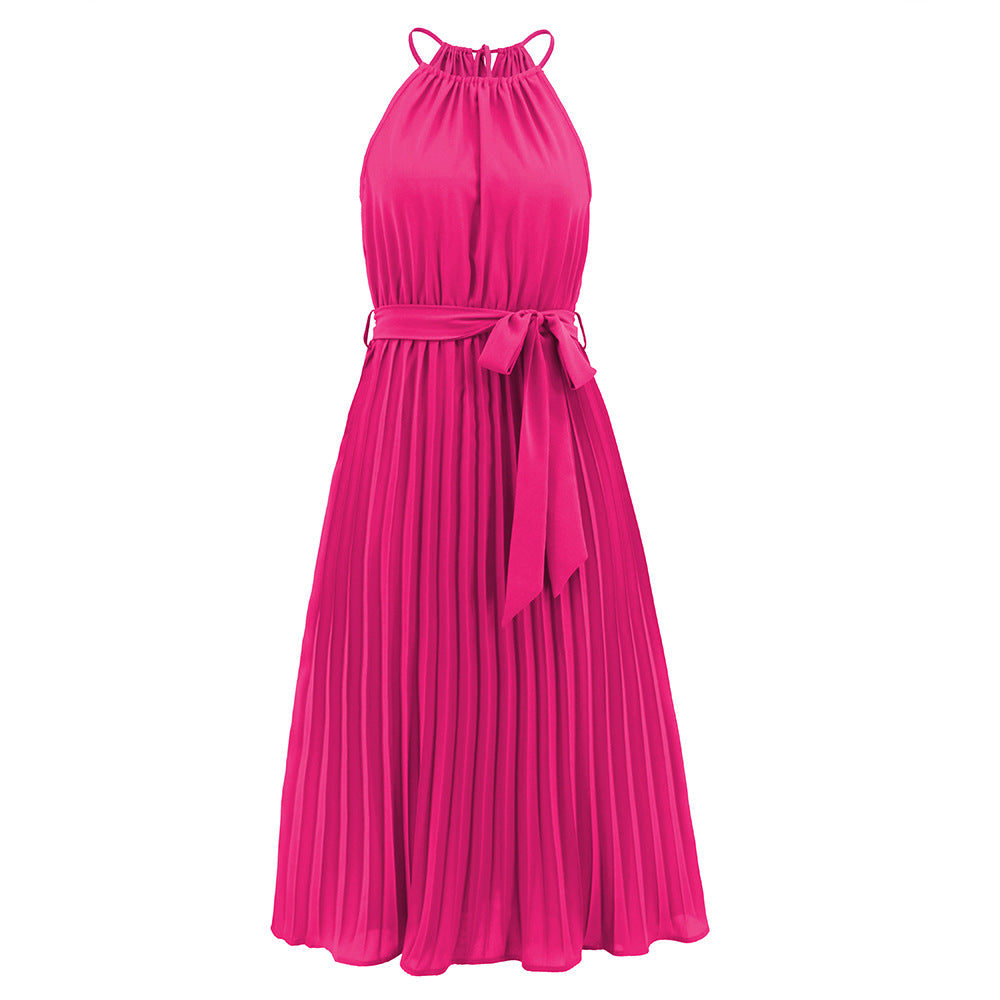 Spaghetti Strap Sleeveless Pleated Dress Dress
