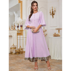 Suit Ruffle Sleeve round Neck Dress