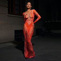 Vestido ajustado y roto con estampado de diamantes de imitación