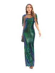 Vestido verde retro para fiesta de noche