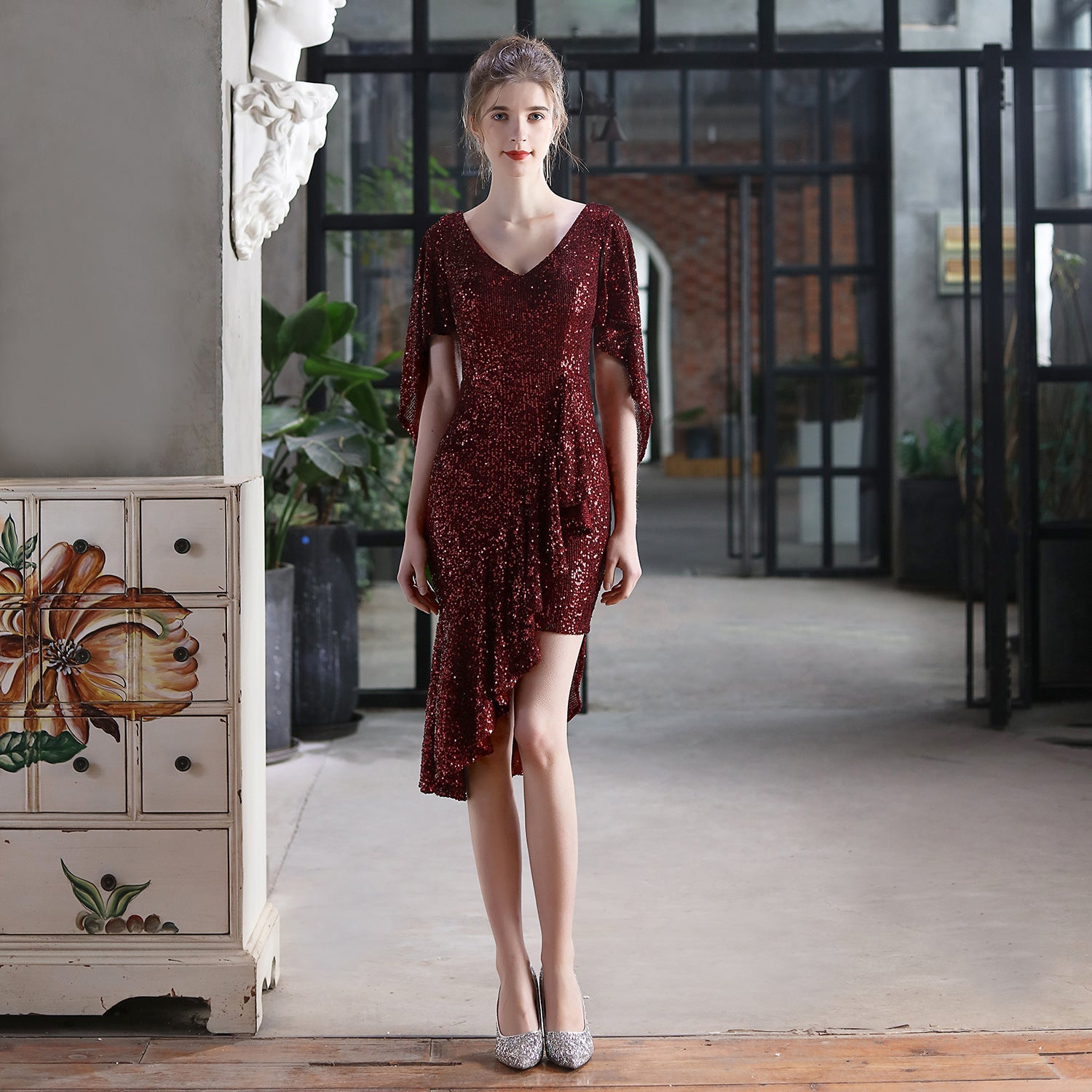 Vestido corto de lentejuelas coloridas para cóctel o noche, para fiesta o reunión, vestido pequeño de hada