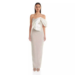 Vestido tubo con decoración de perlas para socialité