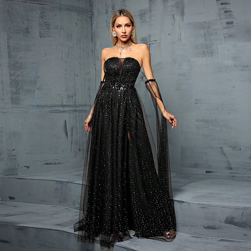 Vestido de fiesta de noche con lentejuelas, para anfitriona, de alta gama, asequible, de lujo, nicho, para brindis, para novia, de gran sentido.
