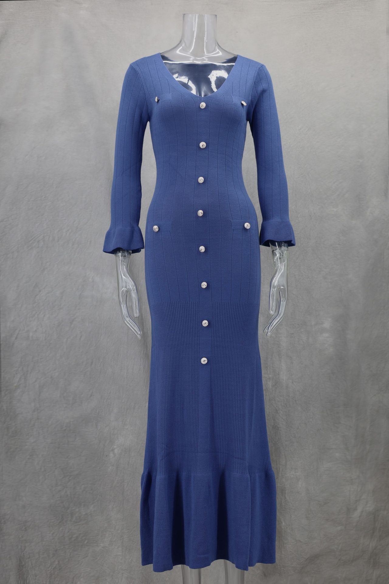 Fall Long Slim Fit Slimming Knitted Long Sleeved Dress