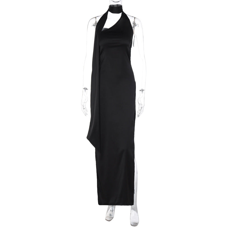 Vestido elegante de moda con abertura en la espalda sin espalda
