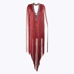 Red Tassel Sequ Party Slim Design Dress