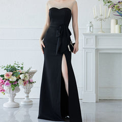 Evening Dress Rhinestone Stitching Sleeveless Prom Party Dress Fishtail Dress Slit Maxi Dress