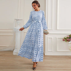 Vestido de té de otoño Vestido estampado francés