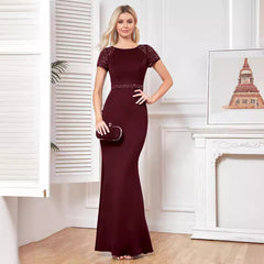 Vestido ajustado de manga corta para mujer, vestido formal de cóctel para fiesta.