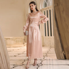 East Muslim High Waist Dress With Headscarf
