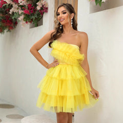 Vestido elegante de malla con parte superior de tubo y burbujas