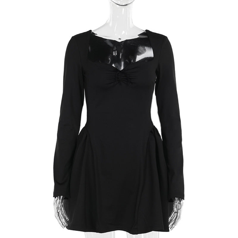 Fall Type Hip Socialite Elegant Slim Fit Fitted Waist Bubble Long Sleeve