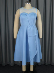 Vestido de malla personalizado con costuras elegantes y cristales en forma de A