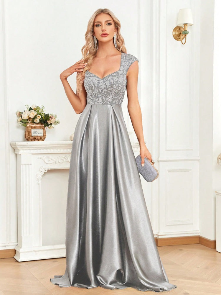Cover Sleeve Dress Maxi Dress Black Satin Slim Fishtail Bridesmaid Cocktail Evening