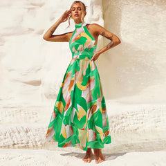 StUp Collar Sleeveless Printed Midi Dress Popular