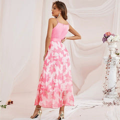 Vestido de fiesta con cintura alta y tirantes atados