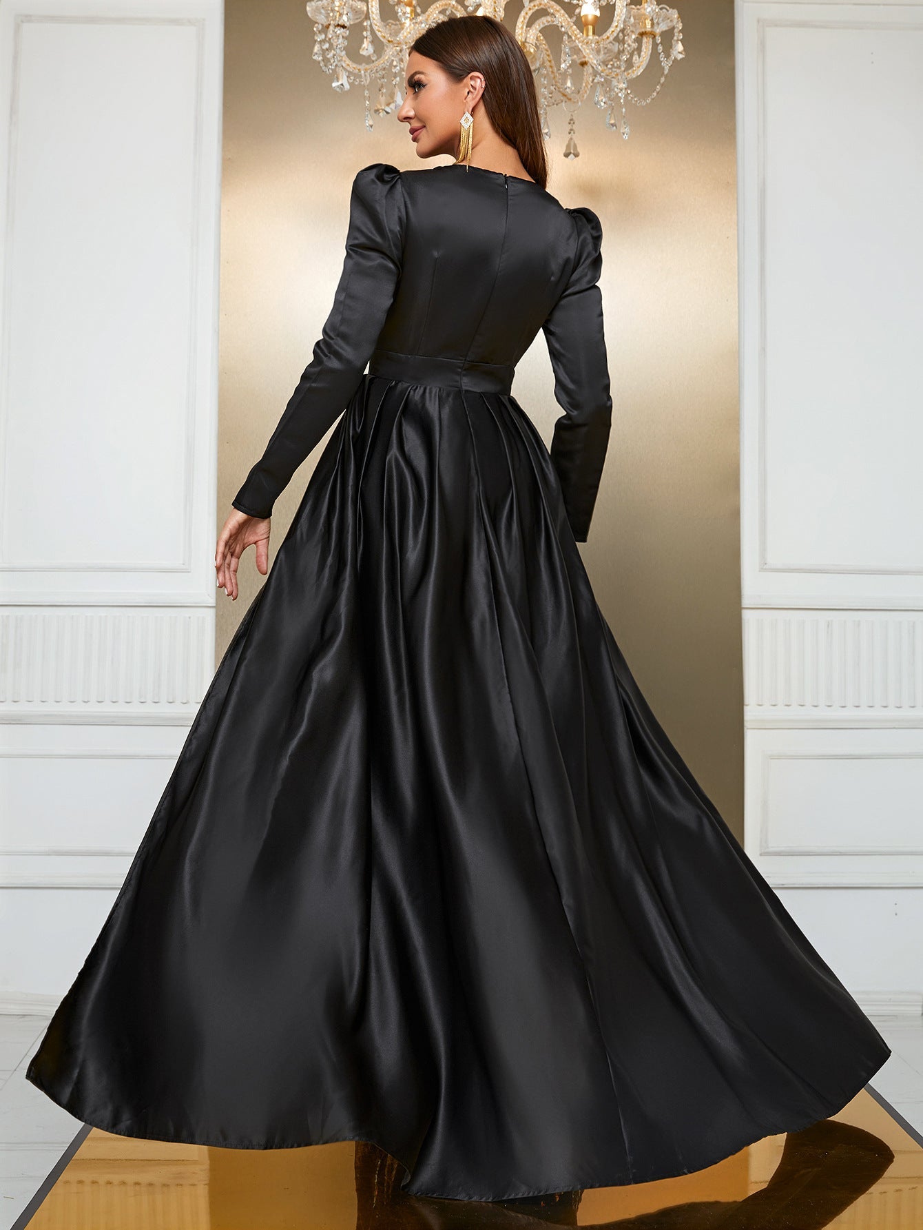 Vestido de noche de lentejuelas de Heavy Industry, vestido de fiesta de dos piezas de imitación de manga larga, elegante vestido de cóctel largo