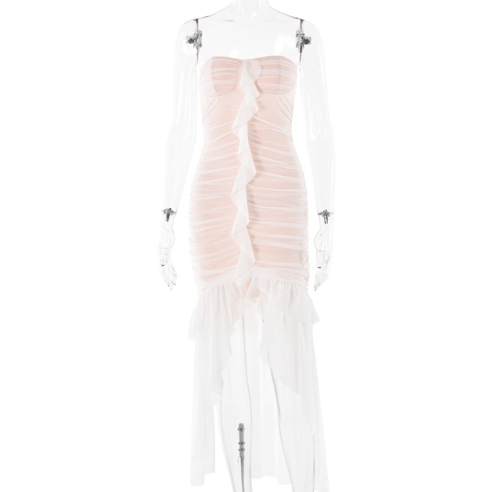 Tube Top Sleeveless Backless Dress Slim Mid Length Dress