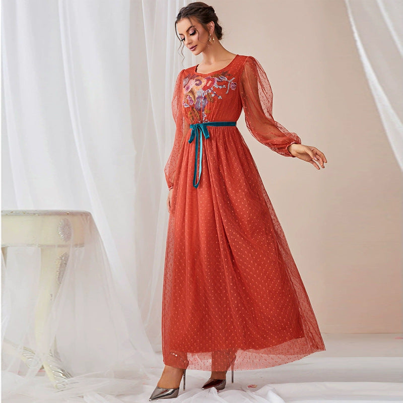 Casual Patchwork Mesh Tied Dress