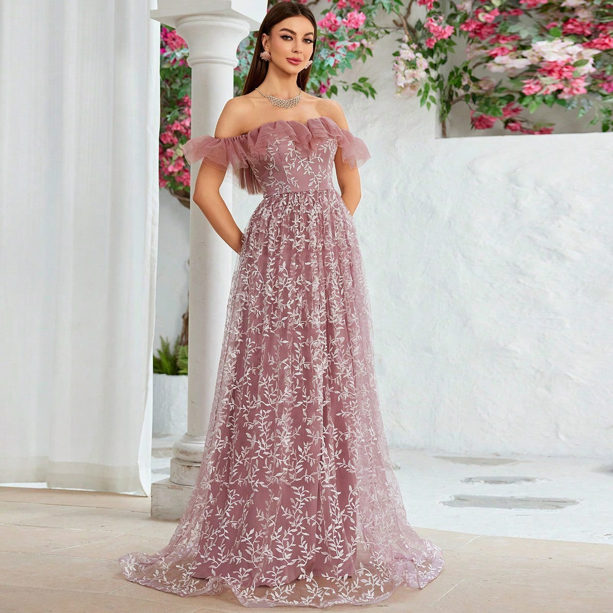 Vestido de noche ajustado grande con hombros descubiertos para fiesta de cumpleaños, cóctel, actuación, elegante vestido formal