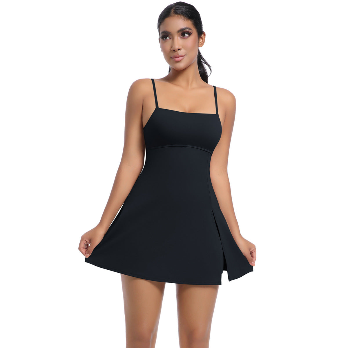 Cool Feeling Sleeveless Jumpsuit Tennis Skirt Beauty Back Backing Culottes Fitness Solid Color Sports