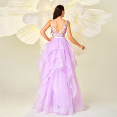 Vestido de noche de boda largo hasta el suelo con escote en V sin mangas y corte en A